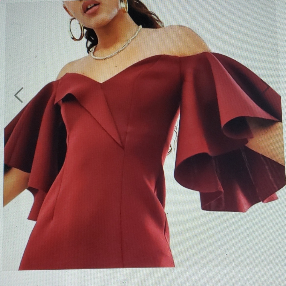 Asos Design Tall Cape Flutter Bardot Midi Dress - image 2